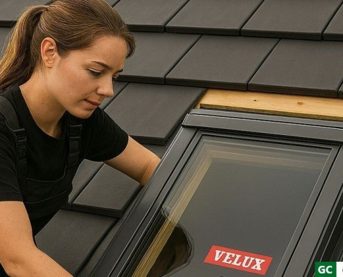 Installatori Velux certificati durante posa finestra per tetti in mansarda Milano Como