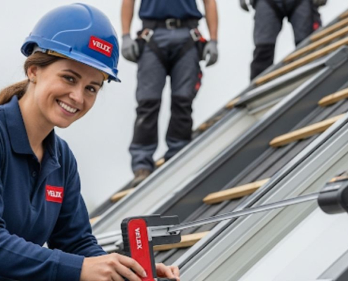 Installatore Velux certificato durante la posa di una finestra da tetto a Como, Lombardia